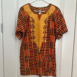 Colorful Striped Tunic with Yellow Embroidery